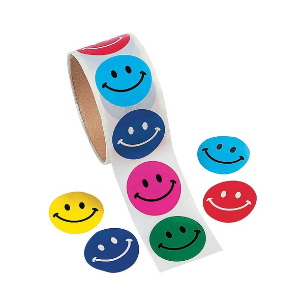 ROUND SMILE FACE STICKERS (100PC) - Stationery - 100 Pieces