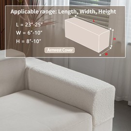 OHSIO Couch Cushion Covers for Sectional Sofa, Stretch Soft Sofa Slipcovers Washable Wear-Resistant Universal Furniture Protector for Living Room(1 Piece Armrest Cover, Ivory)