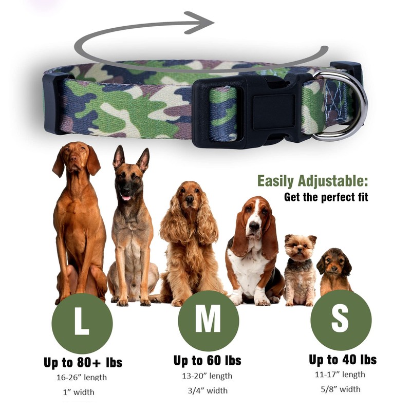 Native Pup Collar de perro camuflaje (mediano, verde)