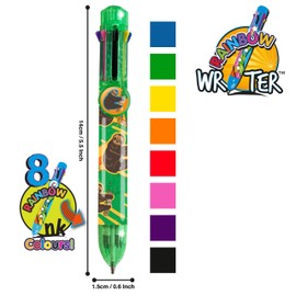 Deluxebase Rainbow Writer - Sloth, Multicolour Pen from 8 in 1 retractable ballpoint pen, great novelty pens for kids and ideal office or school supplies