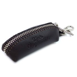 【Kyoto Okanegasame】Small Coin Purse, Ultra-Small Coin Case with Carabiner, Genuine Leather Wallet, YKK Zipper, coffee brown