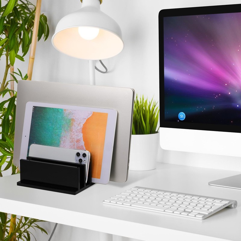 Frienda 1 Piece 4-Compartment Acrylic Vertical Laptop Stand, Can Accommodate