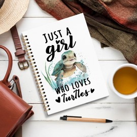 JRTW Sea Turtle Gifts for Women Notebook Journal, Just a Girl Who Loves Turtles Notebook for Note Taking, Ocean Animals Spiral Journal 5.5x8.3 Inch