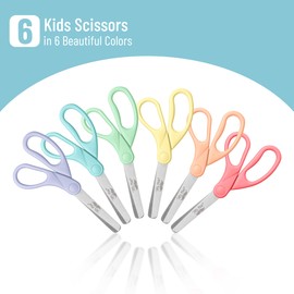 Mr. Pen- Kids Scissors, 6 Pack, 5 Inch, Pastel Macaroon Color, Ages 4+, Stainless Steel Blunt Tip & Ergonomic Plastic Handle, Right & Left Handed Safety Scissors for Kids Ages 6-8, School & Preschool