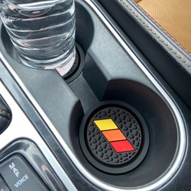 MOCHENT Cup Holder for Toyota Accessories Tacoma TRD Tundra Rav4 Highlander Camry, Classic Retro Style Tri-Color Interior Insert Coaster (2.75 Inch, Yellow-Orange-Red,Black)