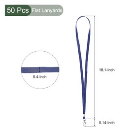 YOKIVE Pack of 50 Flat Lanyards, Neck Strap, Lanyard, Rotating Hook Clip, Identifying the Card, Ideal for Office, Exhibitions, Events (Navy Blue), Navy Blue
