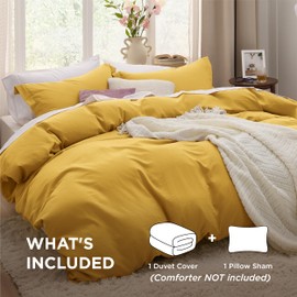 Bedsure Bedsure Mustard Yellow Duvet Cover Twin/Twin XL Size - 2 Pieces Prewashed Cotton-Like Extra Soft Bedding Set, Includes 1 Twin Duvet Cover 68x90 Inches with Zipper Closure & 1 Pillow Sham, No Comforter