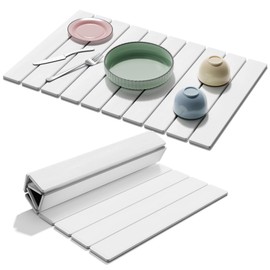 Stone Dish Drying Mat for Kitchen Counter - 24''L x 16''W Dish Mat Drying Kitchen Mat Diatomaceous Earth Collapsible Dish Mat, Eco-Friendly Absorbent Quick Drying Stone Bath Mat for Dishes Bottles Cup