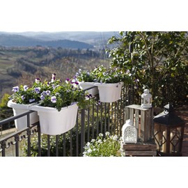 Apollo Exports International AP-30232/2 16" Double Sided Adjustable Railing Planter, (Set of 2), White