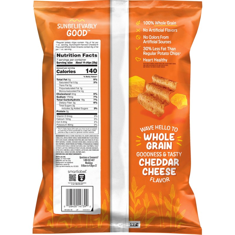 Sunchips Multigrain Snacks Harvest Cheddar, 7 Oz