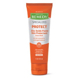 Medline Remedy Specialized Extra Thick Zinc Skin Paste (4 oz), Unscented, Micronized Zinc Oxide, Incontinence Cream, Diaper Rash, Barrier, Nourishing, Soothes Irritation, Wetness Protection