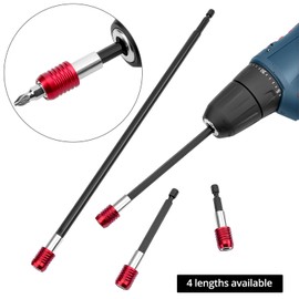 QWORK Drill Bit Extension Set - 4 Pcs Magnetic Drill Bit Extenders, 1/4" Hex Shank, Includes 2", 4", 6", 12" Lengths