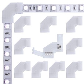 Nicelux 90 Degree Corner 4 Pin L Shape Connector for 10mm RGB LED Strip Light Non-waterproof IP20(10 PCS)