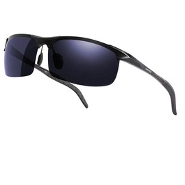 UHUKO Ultra Polarized + Ultra Lightweight Metal 0.9 oz (25 g) Polarized Sunglasses for Driving, UV 400 UV Protection, Golf, Fishing, Outdoor, Men's Sports Sunglasses, Durable Aluminum Alloy, black