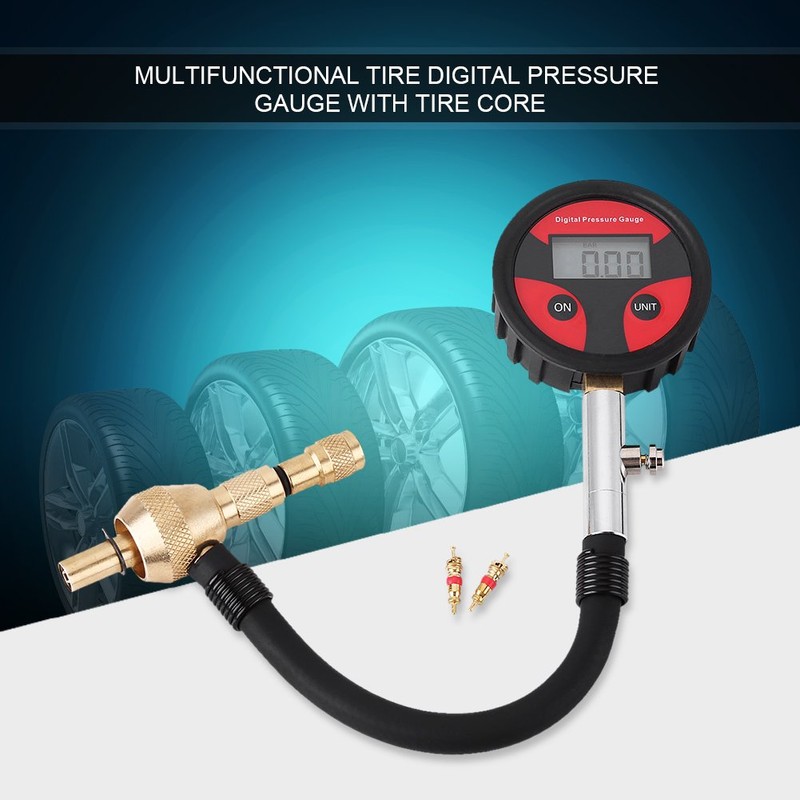 Car Motorcycle Bicycle Truck Tyre LCD Digital Pressure Gauge with