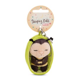 NICI Sleeping Pets Bee Keyring 8 cm in Basket – Yellow – Loyal Companion for Backpack or Bag, Key Holder for Small and Large | 61609