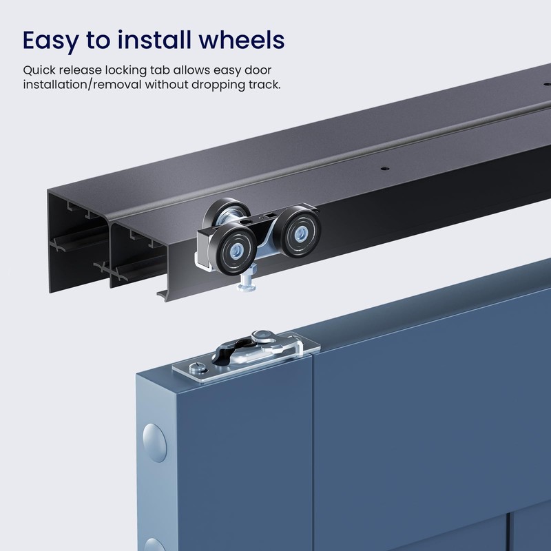 SMARTSTANDARD 60"/5FT Ceiling Mount Bypass Sliding Door Hardware Kit for