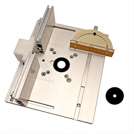 KETIPED Aluminium Router Table Insert Plate,Woodworking Benches Router Flip Plate with Miter Gauge Guide Aluminium Fence Sliding Brackets,Multifunctional Trimming Engraving Table(silver),051