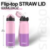 GOPPUS 600ml/20oz Stainless Water Bottle with Straw Double Wall Insulated