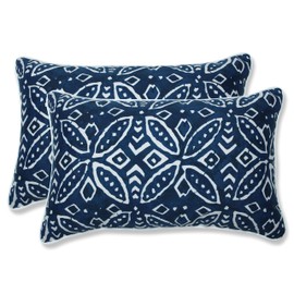 Pillow Perfect Merida Outdoor Indoor ' 2 1 Rectangular Throw Pillow (Set of 2), 18.5 X 11.5 X 5, Blue, Off-White