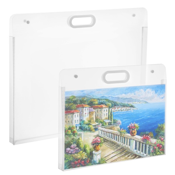 QWORK Plastic Art Portfolio Set - 22x15 & 17x11 Inch