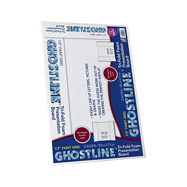 Ghostline Foam Presentation Board 1/2" Faint Grid, 28" x 22",