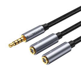 Safe Japanese Company 3.5 mm Audio Distribution Cable Conversion Cable 12.6 inches (32 cm) Earphones Hi-Fi Playback Headphones Smartphone PC Amplifier Audio Cable Stereo Mini Plug Multi-Shielded 24K