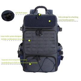 Tsrgsn Tactical Military Backpack, Large Capacity Molle System, Multi-Compartment Design with Shoe Storage, Black (navy blue)