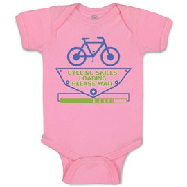 Cute Rascals Baby Bodysuit Cycling Skills Loading... Please Wait Bicycle Cycling Boy & Girl Baby Clothes Funny Cotton Soft Pink Design Only 12 Months