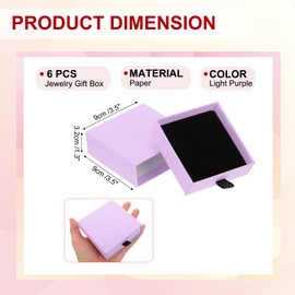 sourcing map 6Pcs Cardboard Jewelry Gift Boxes, 3.5 x 3.5 Inch Jewelry Display Boxes Bulk Sponge Filled Small Jewelry Boxes for Bracelets Earrings Necklaces Jewelry Gift (Light Purple)
