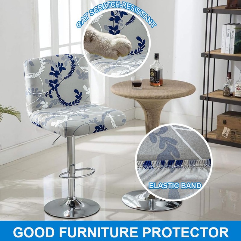 Levoberg Bar Stools Cover Set of 2 Printed Armless Swivel