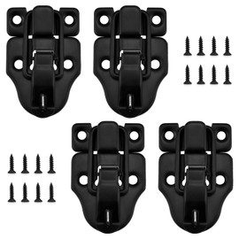 UBANU Toggle Hasp Latches Hardware with Hardening Screws, 4 Pack Black Classical Duckbilled Tool Box Buckle Latch Locks Replacement for Cabinet, Guitar Case, Chest, Jewelry Box, Ordinary Wooden Box