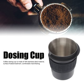 Taza Dosificadora de café de 58 Mm, Taza Dosificadora de café de Acero Inoxidable, Manija para Máquina de café, Taza Dosificadora, Taza Receptora de Polvo con Anillo de Silicona para Tiendas de té (Negro)