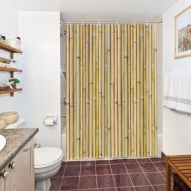 Uiiooazy Bamboo Shower Curtain, Bamboo Look, Plant Shower Curtain, Anti-Mould, Waterproof, Polyester Fabric, Washable, Opaque, Bathroom Curtain for Bathtub with Shower Curtain Rings, 150 W x 180 L cm