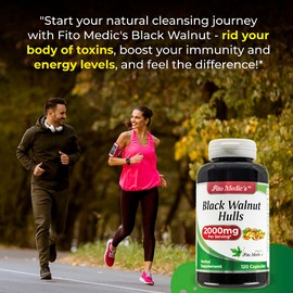 FITO MEDIC'S Lab - Black Walnut Hull, Pure - Black Walnut- 2000 mg per Serving, for Cleansing and Detoxifying, Ultra high Absorption.