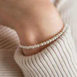 Unbranded Natural 3mm Pearls Healing White Beads Stone Dainty Women Bracelet Gift for Mom
