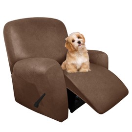 molasofa Leather Like Recliner Chair Covers - Large Lazy Boy Recliner Chair Covers for Reclining Chair 4 Pieces Washable Recliner Slip Covers That Stay in Place (Brown)