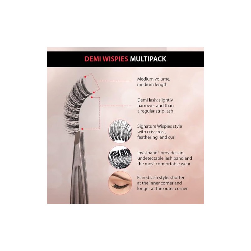 ARDELL Demi Wispies, Pestañas falsas, Paquete con 5 Pares