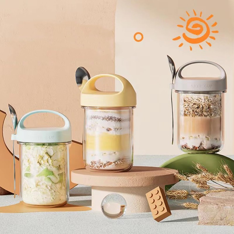 Habwah 3 Pack Overnight Oats jars with Lids and Spoons,