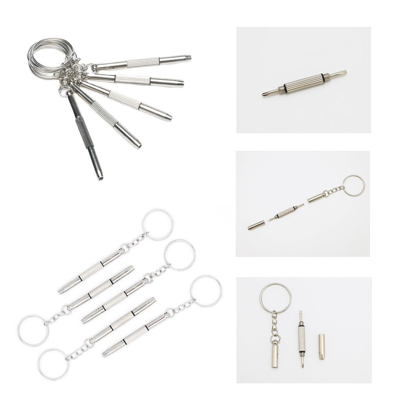 TorSor 12 Pack Eyeglass Screwdriver Keychain Mini 3in1 Flat Phillips