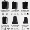SINZUX 6 Pack Compression Packing Cubes Black Extendable Ultralight Packing