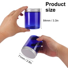 IHDYPPEW 48 Pack 8 OZ Blue Plastic Jars with Lids, Empty plastic Mason Jars, Plastic Cosmetic Jars with Lids for Cream, Body Butters, Moisturizers, Candy, Beads, Samples (Blue Clear)