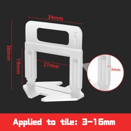 Tile Levelling System 500 Pieces 3 mm Levelling Clips & Tile Clips Made of PP, Professional Set for Large Format Tiles, DIY Laying of Wall and Floor (Ceramic, Marble, Natural Stone)