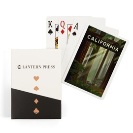 Lantern Press Russian River, California, Redwood Forest, Geometric Lithograph (52 Playing Cards, Poker Size Card Deck with Jokers)