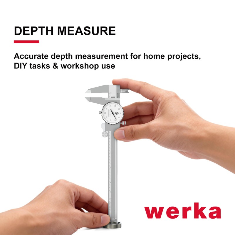 werka Dial Caliper 12 Inch, Shockproof Dial Caliper Measuring Tool