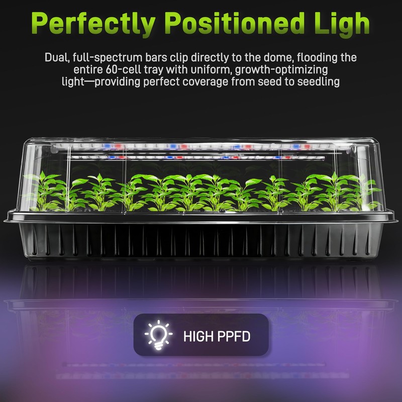 Mulctun 120-Cell Seed Starter Tray with Grow Light, Seedling Starter