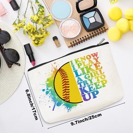 Funny Softball Gifts Softball Accessories for Girls Sports Makeup Bag Cosmetic Bag Basketball Stuff Birthday Christmas Softball Lover Gifts for Women Softball Player Coach Team Niece Toiletry Bag