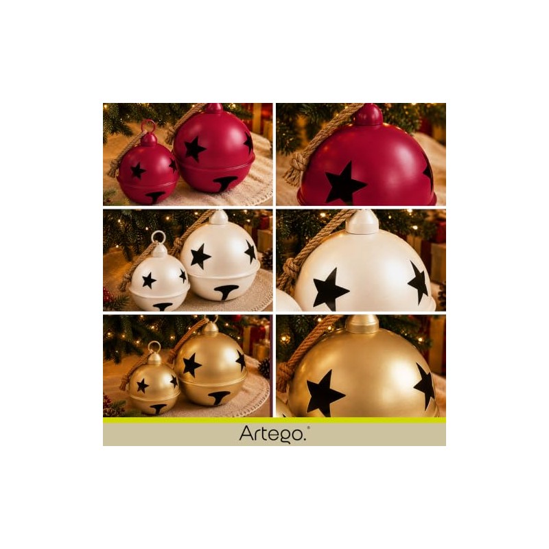 Artego Cascabeles navideños Gigantes Set 2 Piezas Metal Pie de