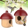 2 Pack Window View Wooden Bird Houses for Outside, Hanging