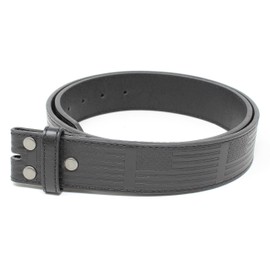 BC Belts Leather Belt Strap with American Flag Embossed Pattern 1.5" Wide with Snaps (Black-XL)